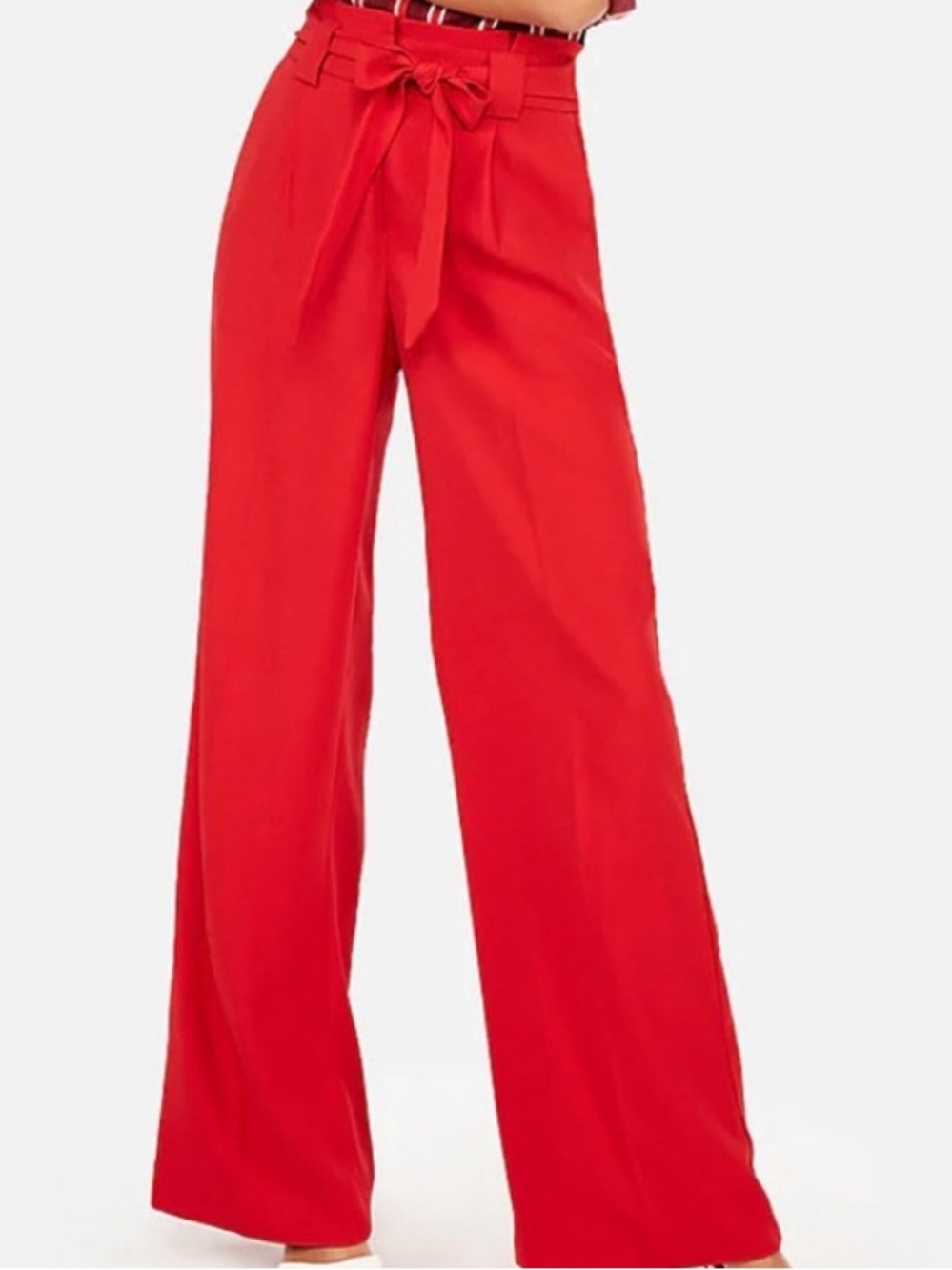 Express Red Wide Leg High Rise Dress Pants